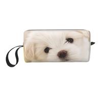 YFSGDLBN Simpatico cucciolo maltese stampato Ricevere borsa portatile viaggio cosmetico borsa da toilette borsa di immagazzinaggio, bianco, Taglia unica