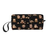 YFSGDLBN Simpatico marrone cartone animato gufi stampati ricevono borsa portatile viaggio cosmetico borsa da toilette borsa di immagazzinaggio, bianco, Taglia unica