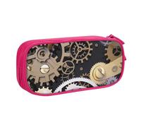 YFSGDLBN Steampunk Meccanico Ingranaggi Stampati Grande Capacità Matita Astuccio Doppio Sacchetto di Cancelleria Portatile, rosa, Taglia unica, Portamonete