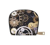 YFSGDLBN Steampunk Meccanico Ingranaggi Stampati Pelle Shell Card Bag Zip Card Holder Coin Organizer, bianco, Taglia unica