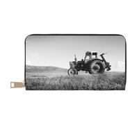 YFSGDLBN Tractor Agricoltura Tranquil Stampato Lungo Portafoglio In Pelle Frizione Portafoglio Zip Card Case, bianco, Taglia unica