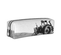 YFSGDLBN Trattore Agricoltura Tranquil stampato cassa di matita del cuoio portatile della cancelleria del sacchetto della penna caso, bianco, Taglia unica, Portamonete