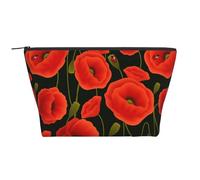 YFSGDLBN Trousse da viaggio portatile con stampa di fiori di papavero, Nero , Taglia unica