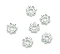YFSHC 100/200 pezzi 6 mm in lega distanziatori a forma di fiore, distanziatori per gioielli in metallo per braccialetti, collane, accessori per la creazione di gioielli - Argento - 200 pezzi