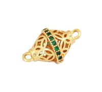 YFSHC Perline distanziatrici tubolari con foro passante, in metallo a base di ottone, in oro 18 carati, per la creazione di gioielli, accessori per annodare le perline L47-L473320-Verde