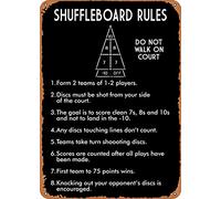 YFSIGN Shuffleboard - Segnaletica in metallo nero con regole interessanti per interni ed esterni, 20,3 x 30,5 cm
