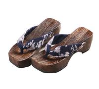 YFSJJ Flip-flops Donna Giapponese Legno Zoccoli Pantofole,Zoccoli estivi Pantofole da Donna Tacchi alti Clip Piedi Sandali Scarpe di Legno Coppie Scarpe da Spiaggia (Size:EU 38,Color:White)