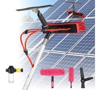 YFSMBD Kit Pulizia Pannelli fotovoltaici | 3-20m Estensibile | Alluminio | con Tergivetro e Dispenser di Sapone | Spazzola per Pannelli Solari, Tetti, Verande, Finestre e Camion (55cm Brush,13m)