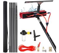YFSMBD Kit Pulizia Pannelli Fotovoltaici | 3-20m Estensibile | Alluminio | Tergivetro | Dispenser di Sapone | Scopa Spazzola per Pannelli Solari,Tetti,Verande,Finestre e Camion (35cm Spazzola,4m)