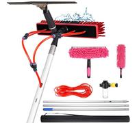 YFSMBD Kit Pulizia Pannelli Fotovoltaici, 3-20M, Spazzola Telescopica, Include 4 in 1 Spazzola Multiuso,Dispenser di Sapone,Tubo, Lavaggio Pannelli Fotovoltaici, Tetti e Verande (35cm Brush,17m)