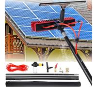 YFSMBD Kit Pulizia Pannelli Fotovoltaici | 9 Metri | Alluminio | con Tergivetro，Raccordo Acqua, Dispenser di Sapone | Spazzola Lavaggio | Scopa per Vetro, Tetti, Auto, Roulotte, 55cm Spazzola