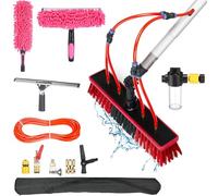 YFSMBD Kit Pulizia Pannelli Fotovoltaici | Estensibile 18 Metri | Spazzola per Lavaggio Tetti Tapparelle Vetrate Camper Barca Pannelli Solari | Idrospazzola con Dispenser di Sapone, 35cm Spazzola