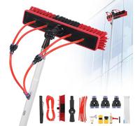 YFSMBD Kit Pulizia Pannelli Fotovoltaici Telescopica 3-20M, con Dosatore di Sapone e Tubo da 20m, Spazzola per Pannelli Solari Lavavetri, Scopa per Lavaggio Finestre Tetti (55cm Spazzola,12m)