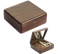 YFSMBD Portagioie in Legno di Noce, Portagioielli da Viaggio, Piccole Scatole Organizer per Gioielli per Donne e Ragazze, Mini Espositore Portatile per Gioielli, Orecchini, Anelli, Collane