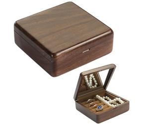 YFSMBD Portagioie in Legno di Noce, Portagioielli da Viaggio, Piccole Scatole Organizer per Gioielli per Donne e Ragazze, Mini Espositore Portatile per Gioielli, Orecchini, Anelli, Collane