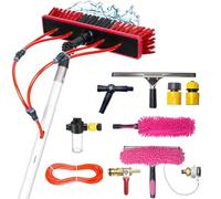 YFSMBD Spazzola Pulizia Pannelli Fotovoltaici, Spazzola Telescopica per Lavaggio con Tubo Acqua e Serbatoio Sapone, Kit Lavaggio Pannelli Fotovoltaici, Scopa Pulizia Tetti e Verand (35cm Brush,5m)