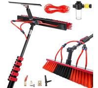 YFSMBD Telescopic Hydrocleaner, Scopa telescopica per Pulizia 3.6-10.8M, alimentata ad Acqua, dosatore di Sapone, Pannelli solari, Lavaggio di Camion, finestre, Poster di Negozi (35cm Spazzola,7.2M)