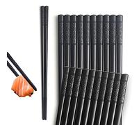 YFWOOD Bacchette riutilizzabili, 10 paia con una scatola di carta kraft, 24 cm, in lega, lavabili in lavastoviglie, antiscivolo, bacchette coreane giapponesi per adulti