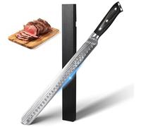 YFWOOD Coltello da taglio affilato da 30,5 cm, con manico in legno, utensile da taglio di alta qualità per affettare arrosti, barbecue, tacchino, pane, con confezione regalo
