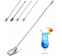 YFWOOD Cucchiaio da Cocktail in Acciaio Inox, cucchiaini da Bar, con Manico Lungo, Lungo per Cocktail e Barista, con Design a Spirale, Perfetto per mescolare e stratificare Le Bevande