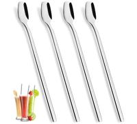 YFWOOD Set di cucchiai da caffè per latte macchiato, 4 pezzi, cucchiaio a manico lungo, 20,5 cm, cucchiaio per gelato, cucchiaino da tè, cucchiaio da dessert