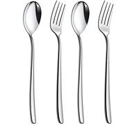 YFWOOD Set di posate miste, 2 cucchiaini e 2 forchette da cena, in acciaio inox, 20,6 cm, 4 pezzi