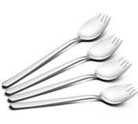 YFWOOD Sporks, 4 pezzi in acciaio inox 18/10 Sporks, cucchiaio lungo 18,8 cm, dessert alla frutta, forchette per pasta di riso fritta, cucchiaio e forchetta multifunzione per campeggio