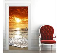 YFXGSTLI Adesivo per Porte Mare Tramonto 3D Creative Home Decor Carta da Parati Autoadesiva sulla Porta Murale Impermeabile per La Decorazione della Porta di Casa Camera da Parete-95x215cm