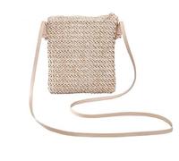 YFZCLYZAXET Borsa di Paglia Moda Donna Borsa Intrecciata in Rattan Borsa A Tracolla con Tracolla Borsa Piccola Quadrata con Treccia Boho Beach Khaki