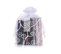 YFZYT 100 Pezzi Sacchetti Bustina Organza Portaconfetti per Nozze Regalo Caramella Partito Gioielli - 8x11 cm/3.15x4.33 pollici, Argento Bianco
