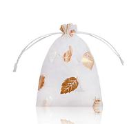 YFZYT 100 Pezzi Sacchetti Organza con Coulisse, Sacchetti Gioielli Sacchetti Regalo per Gioielleria Nozze Favore Festa - 13x18 cm /5.12x7.09 Pollici, Le Foglie