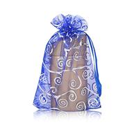 YFZYT 100 Pezzi Sacchetti Organza Sacchetti Regalo Sacchetti Portaconfetti Sacchetto Coulisse - 8x11 cm/3.15x4.33 Pollici, Argento Blu