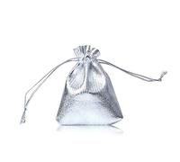YFZYT 100 Pezzi Sacchetti Regalo Con Coulisse - Borsa dei Gioielli in Tessuto Con Cordoncino per Creazione e Riempimento - 7x9 cm/2.76x3.54 Pollici, Argento