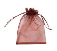 YFZYT Sacchetti in Organza Multicolore Filato, Pacchetti di Gioielli Festival Party, Bustine di Cosmetici e Sacchetti Presenti, Coulisse Sacchetti Regalo - 100 Pezzi, 9x12 cm, Marrone