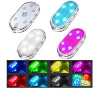 Ygapuzi 4 pezzi LED wireless per interni auto - 7 colori USB ricaricabile luce LED touch con 6 perle super luminose - Luce ambientale interna