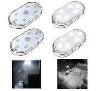 Ygapuzi 4 pezzi Luci LED interne senza fili per auto Luce tattile LED ricaricabile per auto con 6 perle di lampada LED super luminose Luce d'ambiente interna per auto Accessori universali del veicolo