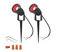 Ygapuzi 5W LED Paesaggio Luci 12V Faretti a Bassa Tensione Pareti Decorative Alberi Bandiere Illuminazione per Esterni per Vialetto, Cortile, Prato, Patio, Piscina, Giardino, Confezione da 2 (Rosso)