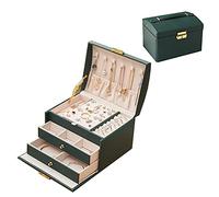 Ygapuzi Portagioie Portatile con serratura, Portagioie Portagioie a 3 Strati per Donne Ragazze, Adatto per Orecchini, Bracciali, Anelli, Orologi e Accessori (Verde smeraldo)