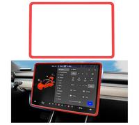Ygapuzi Telaio di protezione del bordo dello schermo compatibile con Tesla Modello 3/Y 2017-2023 Console centrale in silicone Touch Screen Decorazione a prova di rottura Knee Protection (rossa)