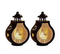 YGBWAOV 2 Pezzi Lanterna Ramadan Lanterna A Candela Vintage Lanterna Decorativa da Appendere Lanterna Eid Mubarak Lanterna Nera Decorazioni per la Casa Durevole Facile da Installare Facile da Usare