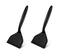 YGBWAOV 2X Spatola In Silicone per Pancake Pala per Frittata Spatola per Uova Pesce Pancake Raschietto da Cucina Nero