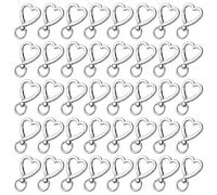 YGBWAOV Gancio A Scatto per per Polsini, 40 Pezzi di Clip A Carabina A Forma di Cuore Argentata per Chiavi, A Forma di Cuore, Portacarte.