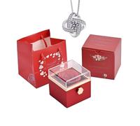 YGBWAOV Scatola di Rose Naturali Eterne con Incisione su Collana e Rosa, Collana Personalizzata per La Fidanzata