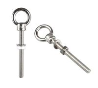 YGCHEN Bullone ad Occhio M10 x 100mm, Bulloni ad Anello in Acciaio Inossidabile, Bullone a Occhiello Gambo Lungo con Dadi e Rondelle, per Sollevamento Fissaggio 2 Pezzi