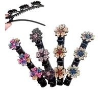 YGCHEN Fermagli per Capelli con Pietre di Cristallo Scintillanti, Mollette per Capelli Intrecciati a Doppio Strato, Fermaglio Capelli Strass Fiore a Cinque Petali, Accessori Capelli per Donna Ragazze