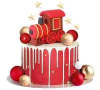 YGCHEN Natale Decorazioni Torta Treno di Natale Decorazioni per Torte Mini Figurine Natale Ornamenti Palla Topper Torta Stella Decorazione Natalizia Festa di Compleanno 16 Pezzi