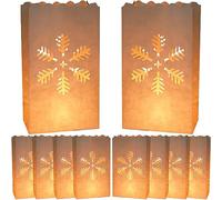 YGCHEN Natale Sacchetti di Candela Fiocco di Neve Candle Bags Lanterne di Carta Bianche Sacchetti Portacandele Luminari Sacchetto Decorazione Natalizia Lantern Carta Sacchetti Candela 20 Pezzi