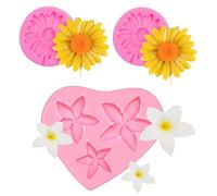 YGCHEN Stampi in Silicone Fondente Stampo per Torte Fiore Margherita Frangipane Fondant Silicone Mold 3D Stampo per Cioccolato Torte Gelatina Zucchero Sapone (3 Pezzi)