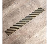 YGDLUCK Piletta di Scarico a Pavimento 68x600 mm, Scarico Doccia in Acciaio Inox per Bagno, Filtro per acque reflue con Coperchio Rimovibile e valvola a T, Oro Spazzolato (Oro)