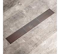 YGDLUCK Piletta di Scarico a Pavimento 68x600 mm, Scarico Doccia in Acciaio Inox per Bagno, Filtro per acque reflue con Coperchio Rimovibile e valvola a T, Oro Spazzolato (Oro Rosa)